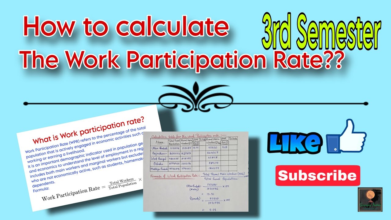 How to calculate the Work Participation Rate (3rd sem)||By-Sagarika Nag #geography 