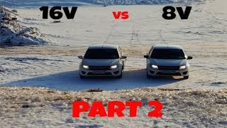 Granta 16v vs 8v. Offroad по снегу. Часть 2.