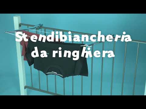 Сушилка для белья навесная балконная Colombo Balcony with clamps (STZAN2) 931877 Silver Made in Italy, видео 1