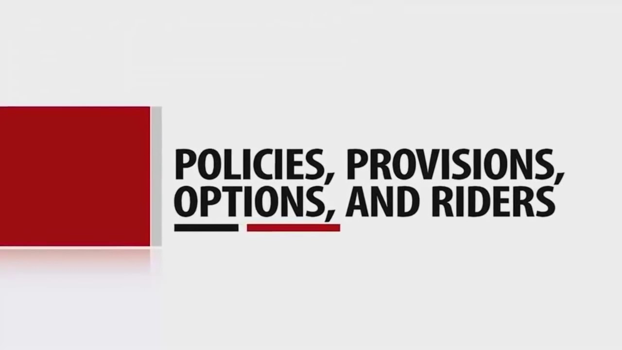Life Insurance Policies Provisions, Options and Riders - YouTube