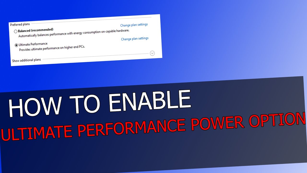 How to enable Ultimate Performance power option. - YouTube
