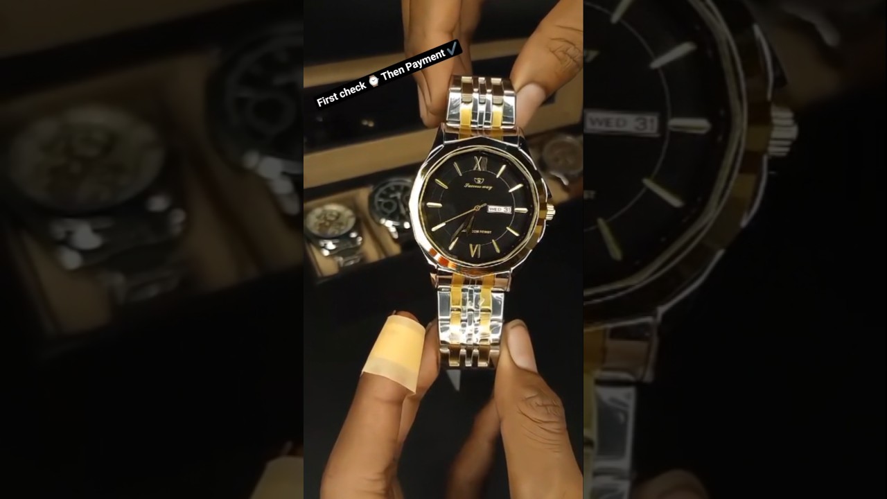 Success way branded🔥watch Day and ⌚Date Working With Steelness Steel chain ⛓️ Order Now 03192924313