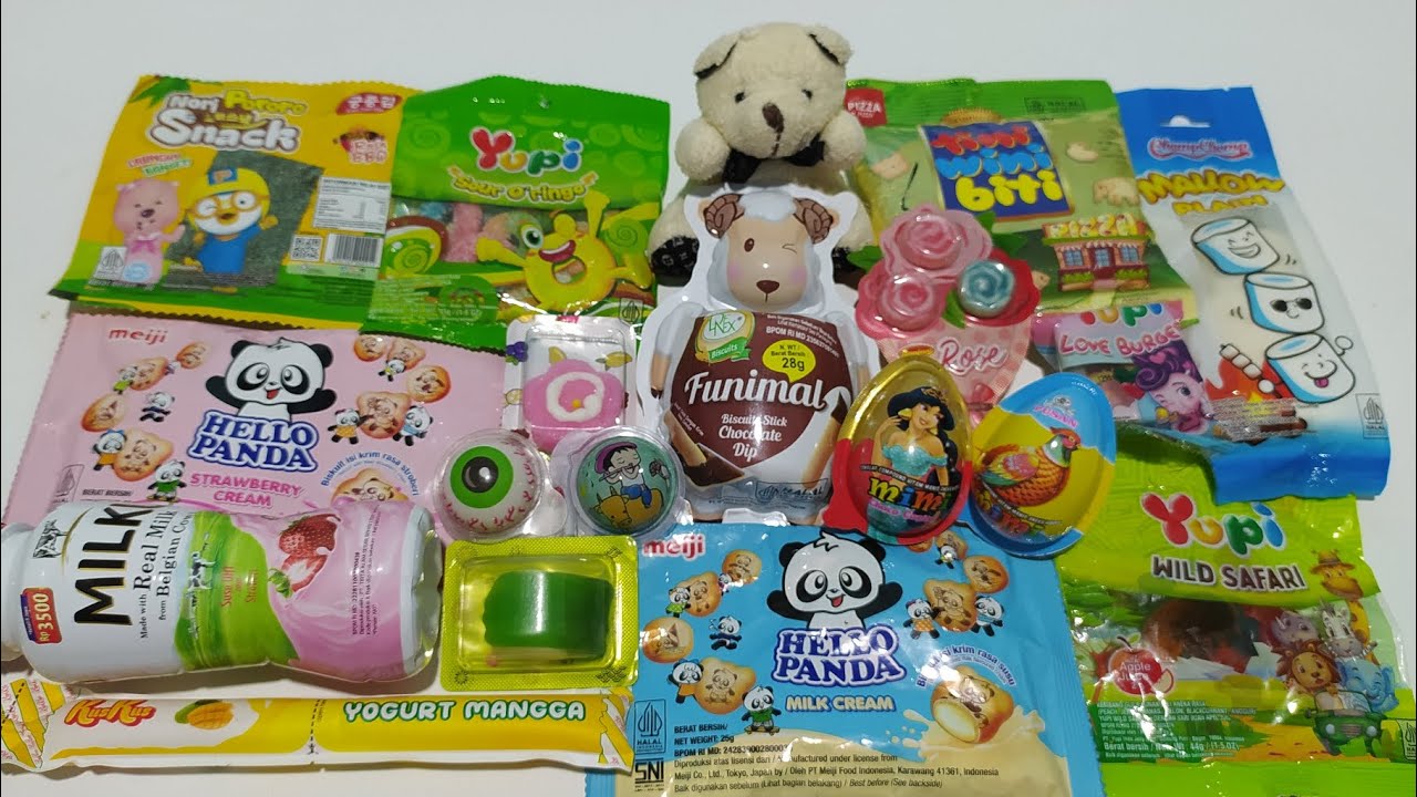 Yupi, Marshmallow, Lollipop, Biskuit, Funimal, Hello Panda, Permen Mata, Korean Mochi, Gummy, Candy
