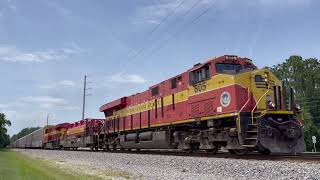 FEC 105 meets 905 south of Jacksonville FL with a special locomotive on 905. 6/21/2022