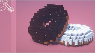 【マインクラフト】ドーナツのモニュメントを作ってみた！斜め建築も添えてみた！【minecraft : Tutorial】How to build German bread