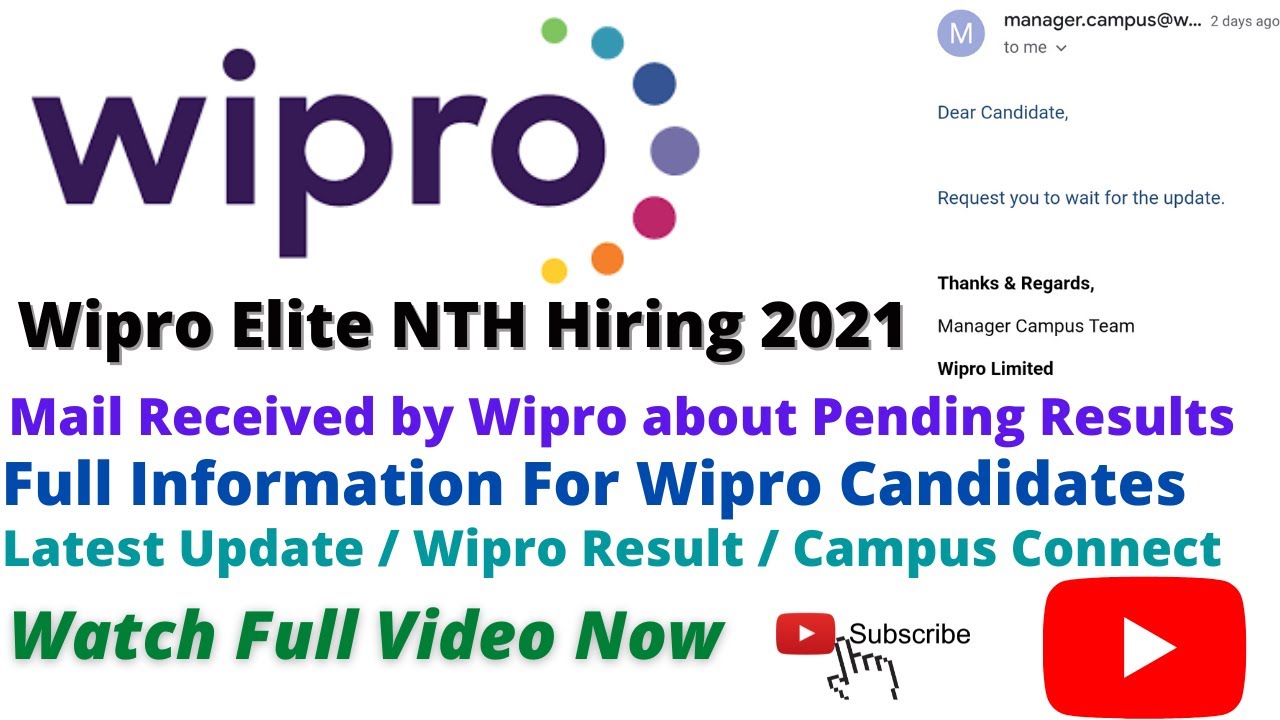 Wipro Result Today / Mail Received / Big Update /  Wipro campus Connect / Interview /  LOI 
