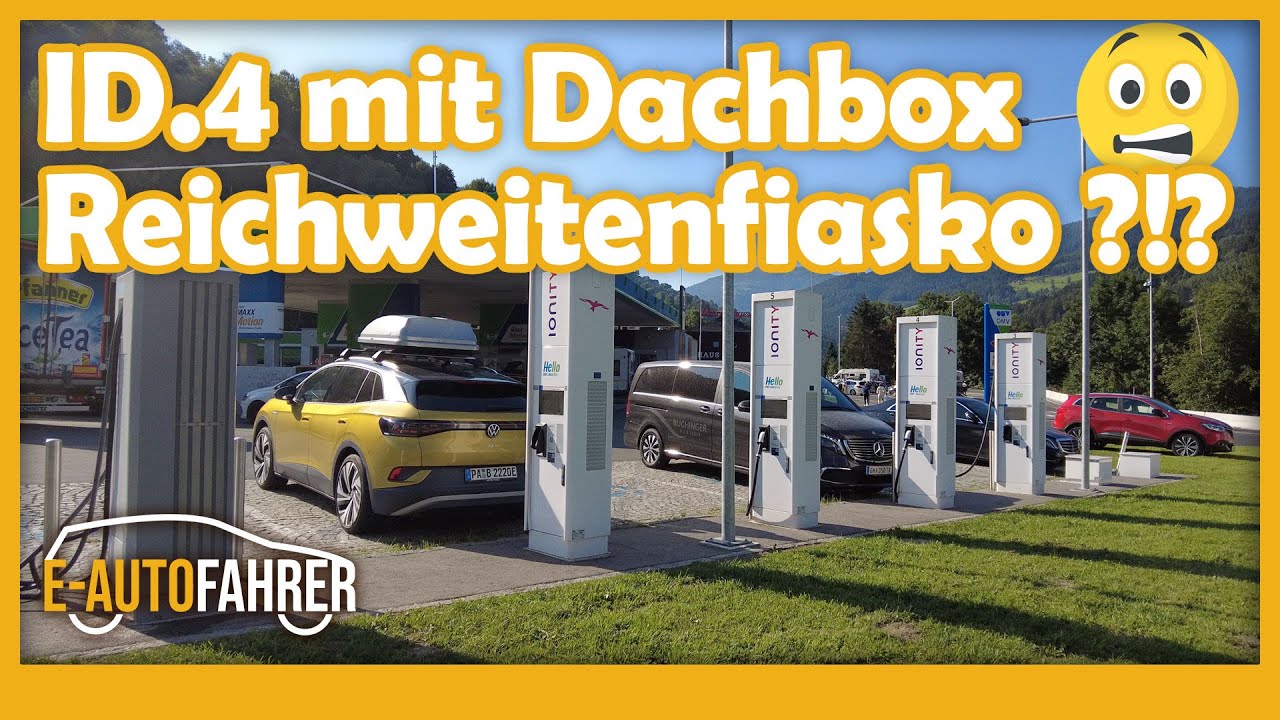 VW ID.4 Reichweitenfiasko mit Dachbox ?!? Wie hoch ist der Verbrauch auf der Fahrt über die Alpen?