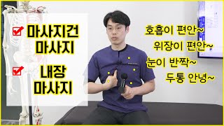 마사지건 몸통 마사지 효과! 내장 마사지 가능 : 호흡 편안~위장도 편안~ 눈은 반짝 두통은 안녕