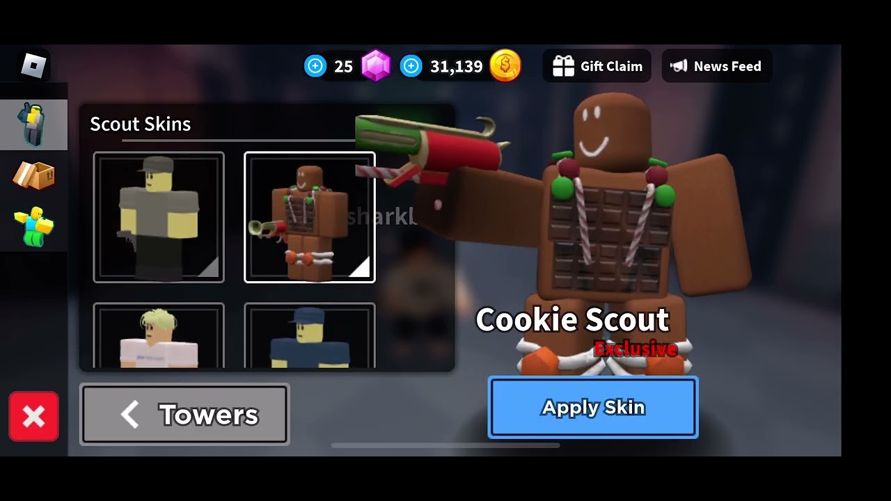 How to get cookie scout skin in Roblox Tower Defense Simulator - YouTube