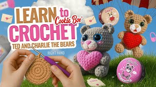 HOW TO CROCHET 🧶 for Beginners (Right-Handed) – Ted \u0026 Charlie the Bears Easy Amigurumi | Cookie Box