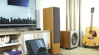 Monitor speakers + Dali subwoofer bass excursion test - YouTube