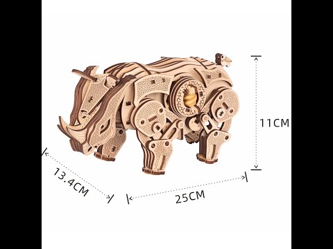 High Quality Children Toys of Educational and Practical 3D DIY Wooden Rhinoceros Puzzle