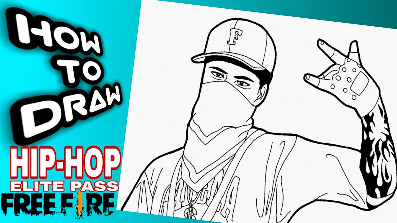 HOW TO DRAW HIP-HOP ELITE PASS MENGGAMBAR FREE FIRE / FREE FIRE