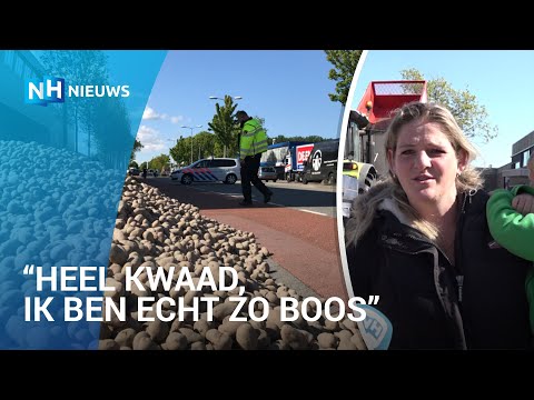 Boze boerin stort zesduizend kilo aardappels bij hoofdkantoor DEEN