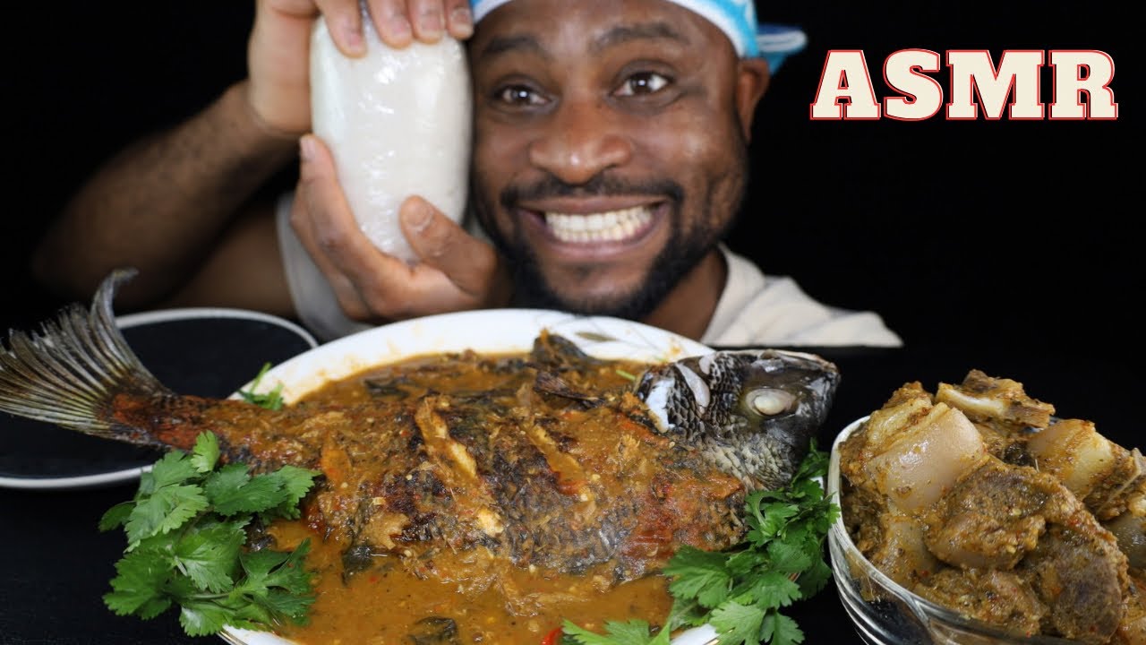 Mukbang Asmr Tilapia FishBone,GoatMeat White Soup.Finally,Titi my love showed up.