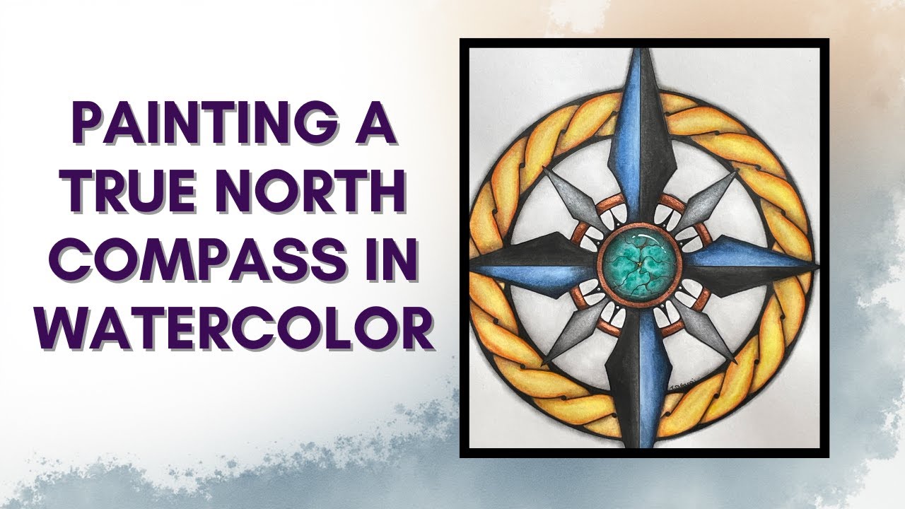 Watercolor compass painting, with 432hz music for relaxation and calming