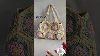 Crochet Shoulder Bag 🌺 Granny Square Crochet Bag C91 #grannyhexagonbag #hexagoncrochet