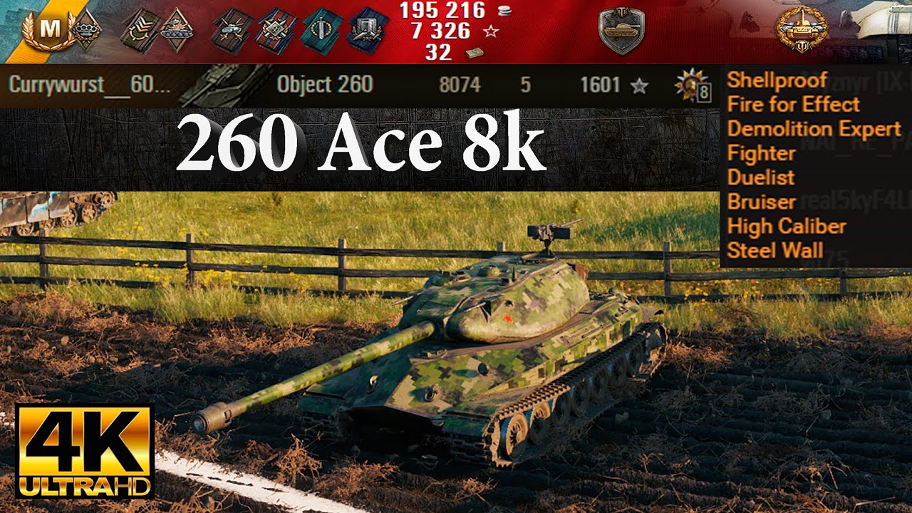 Object 260 video in Ultra HD 4K🔝 Ace 8k, 3250 block, 2487 assist 🔝 World of Tanks ✔️