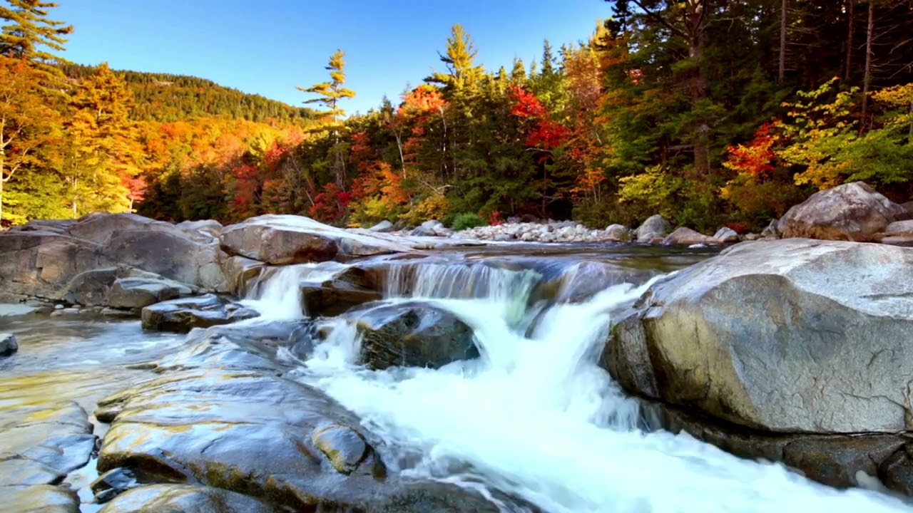 River through fall foliage, Swift River Lower Falls Relaxing meditation | Slinging Wonder