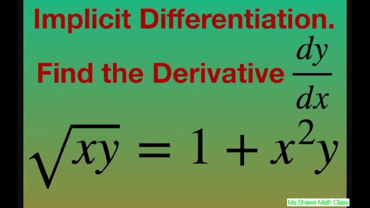 Find derivative implicitly with respect to x for sqrt(xy) = 1 + x^2 y