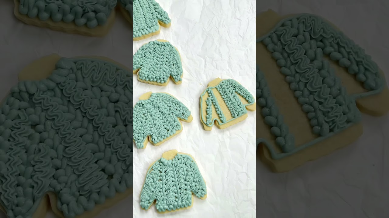 Sweater cookies! Use one star tip and one circle up to make the knitted look! 