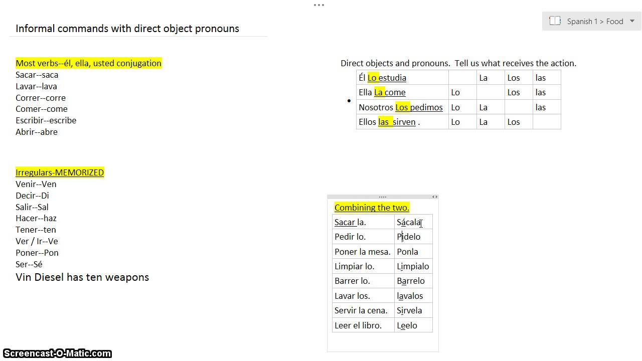 Commands With Direct Object Pronouns Worksheet Answers