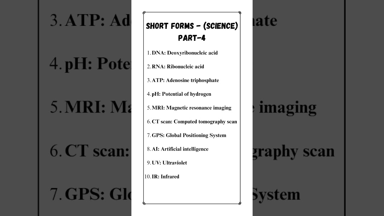 science short forms 