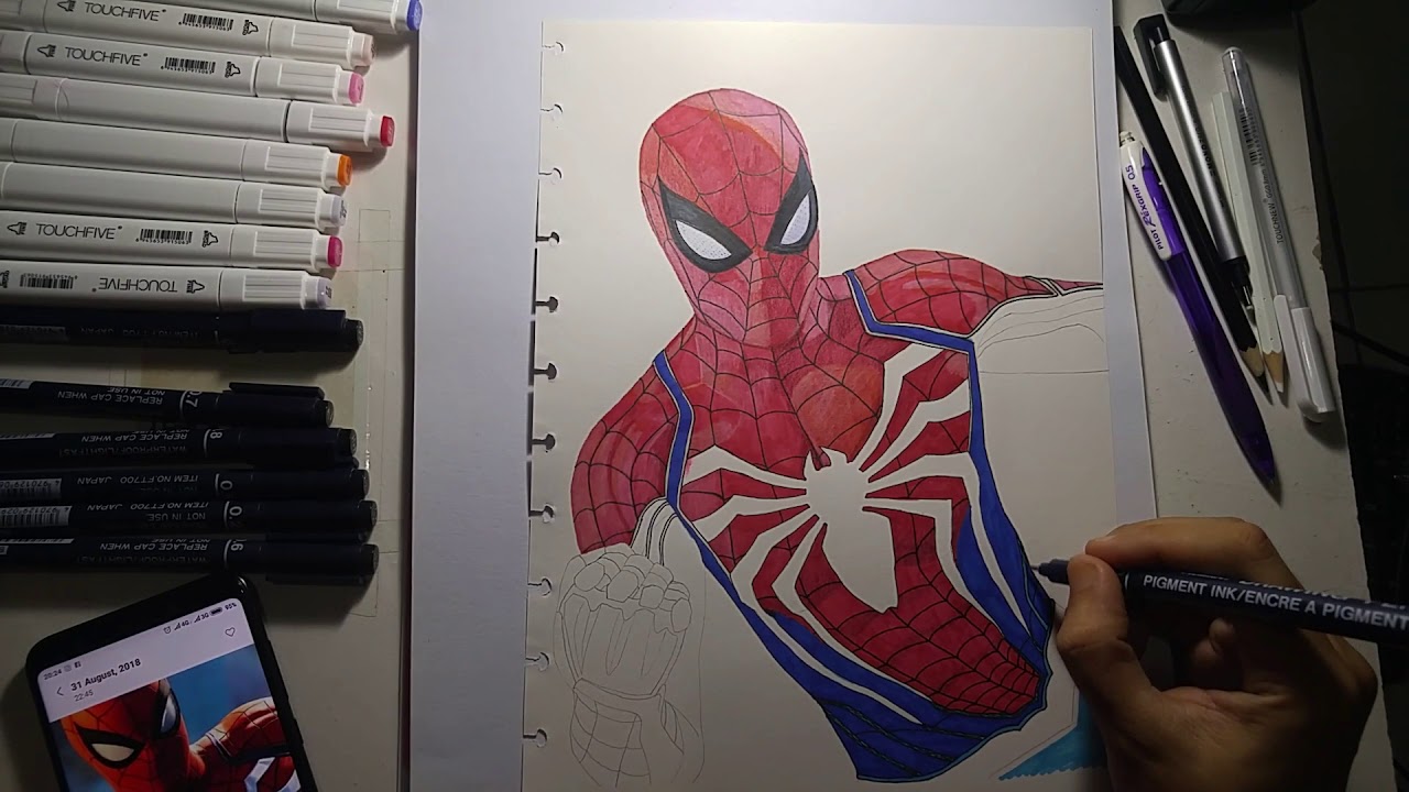 Spider-Man PS4 Drawing - Art Challenge - YouTube