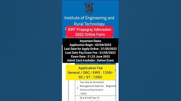 IERT Prayagraj Admission 2022 Online Form|IERT Admission Online Form 2022