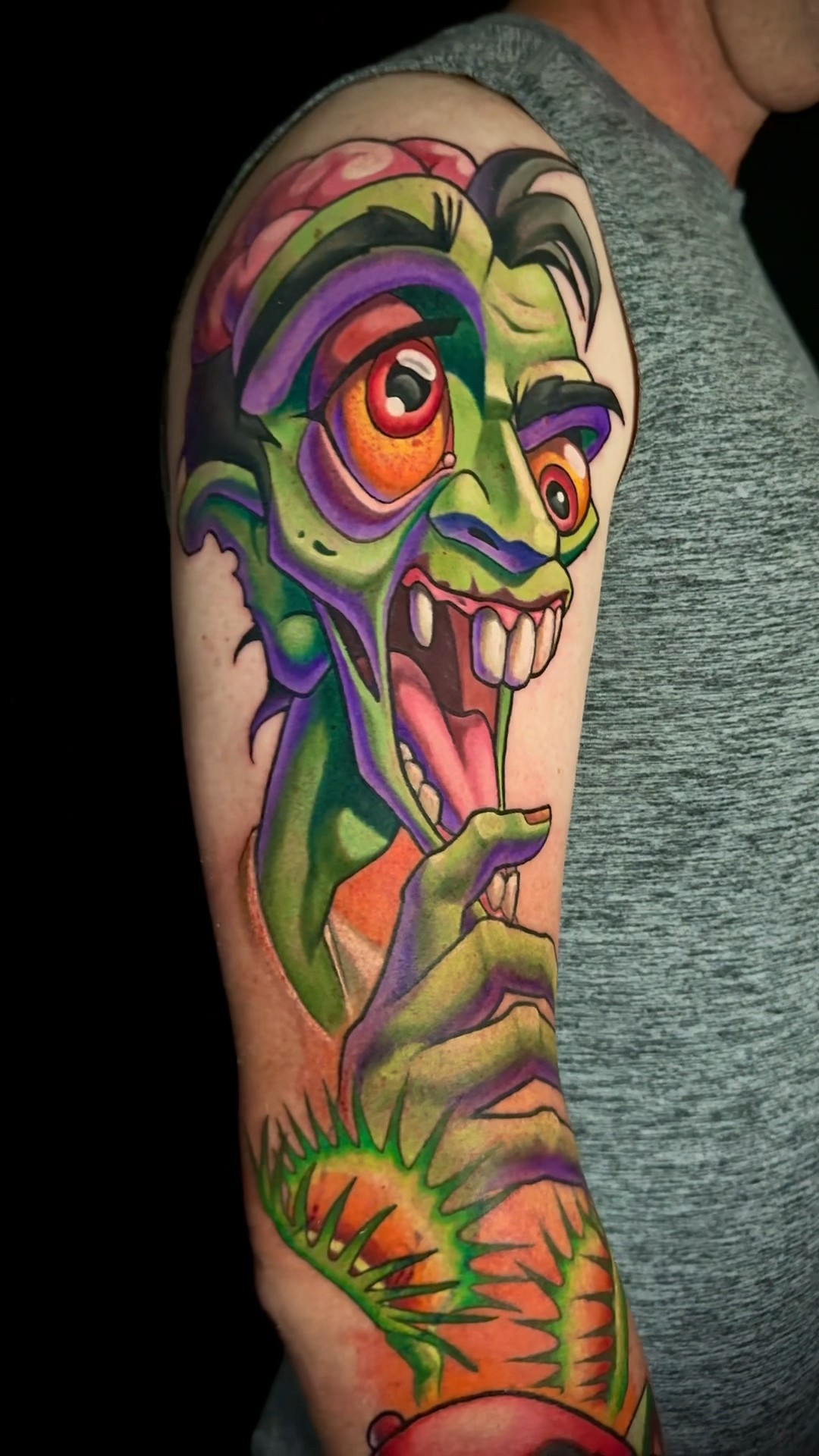 Zombie tattoo sleeve | 12 hours total split between 2 days - YouTube