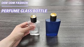 Customized 30ml 50ml 100ml Clear Blue Glass Perfume Bottle with Sprayer Pump