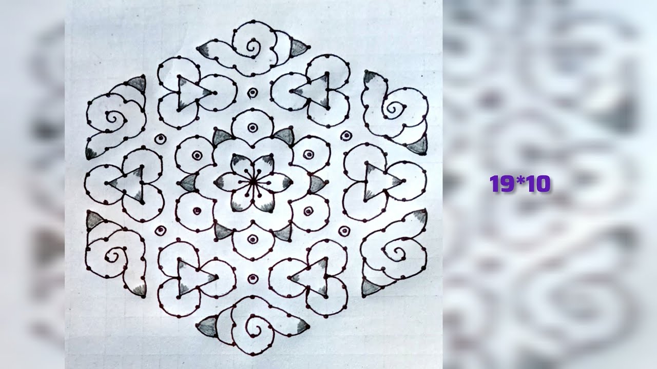 19*10 dots rangoli designs shankam rangoli and flowers 🌸🌸