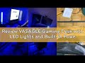 Review VASAGLE Gaming Desk with LED Lights and Built-in Power Outlets, LED Desk with Monitor Shelf,