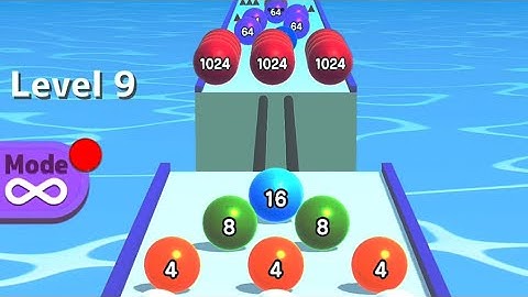 Ball run 2048 Level 9 Mode gameplay relaxing ios android asmr video 