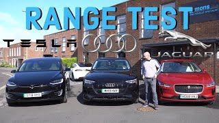 Tesla Model X 75d v Audi E-tron 55 v Jaguar I-PACE. £50k 4x4 Electric SUVs. Range, charging, comfort