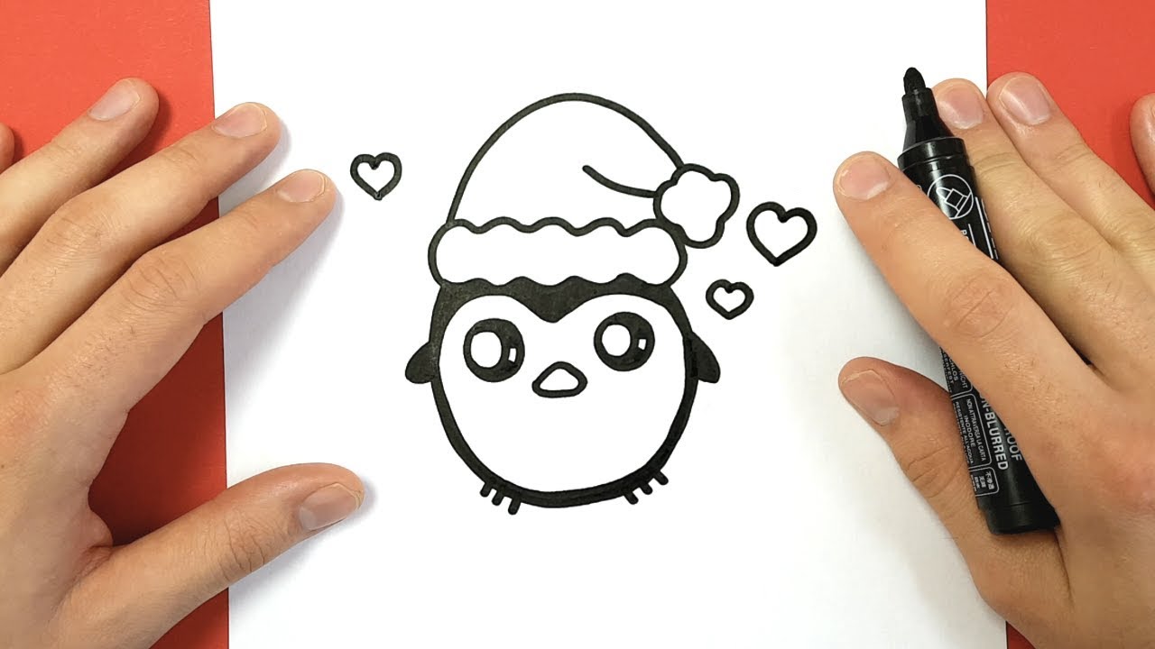 HOW TO DRAW A CHRISTMAS PENGUIN CUTE AND EASY - YouTube