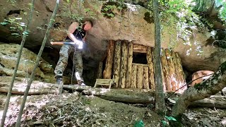 I'm Building a Shelter Under the Rocks-FROM START TO FINISH with Luxon Bushcraft