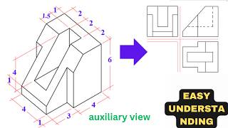 Auxiliary Views Explained: How to Draw the True Shape of an Inclined Surface | Engineering Drawing