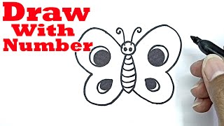 how to draw a butterfly with numbers with number 3 drawing with number