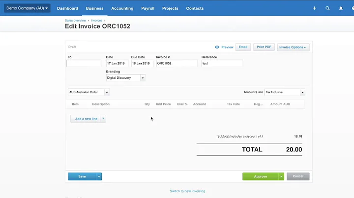 How to Create an Invoice in Xero using a Custom Branding Theme