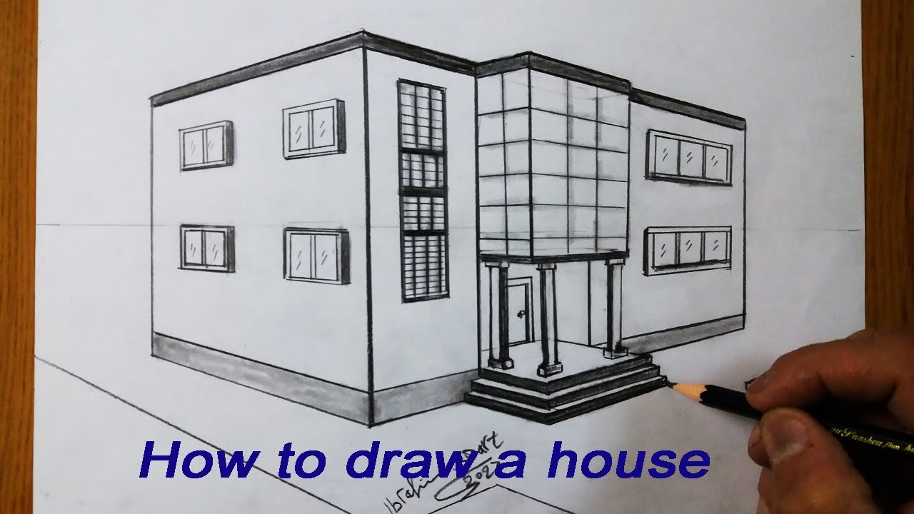 How to draw a house in two point perspective / How to draw perspective ...
