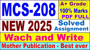 MCS 208 solved assignment 2025 / mcs 208 solved assignment 2025 in English / mca new mcs 208