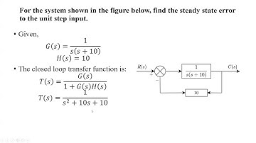 Control Systems: Computation of steady state error (Error Analysis)
