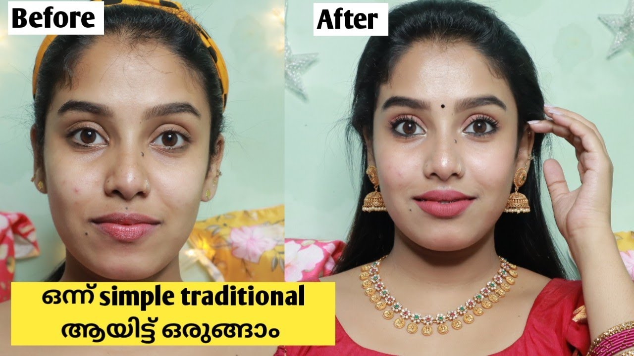 ഒരു നാടൻ പട്ടു പാവാട Make up look/Affordable traditionalmakeup