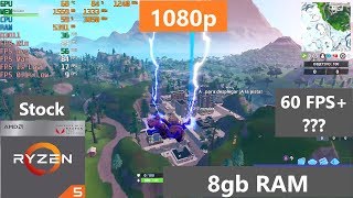 ryzen 5 2400g stock fornite 1080p test season 8 competitive settings benchmark - ryzen 5 2400g fortnite benchmark