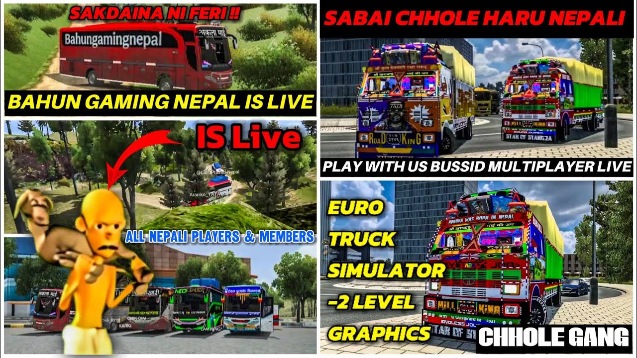 4.4.4||Multiplayer mod||bus simulator indonesia||Bahungamingnepal is live||Nepali bus skin||