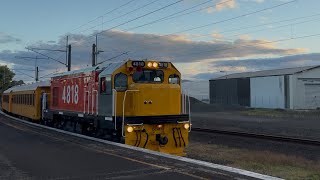 DC 4818 with The Spiral Express A062 ￼(GVR) arriving at Hamilton station North Island Main Trunk