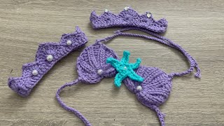 How to Crochet a Mermaid Top and Crown step by step. Beginner Friendly