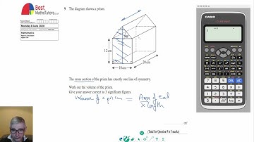 Volume of a Prism and SOHCAHTOA GCSE Maths Edexcel Higher Tier Paper 3 Monday 8 June 2020 Q9