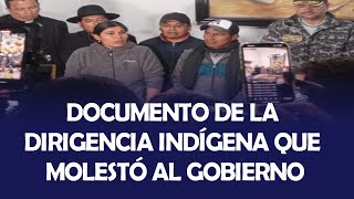 DOCUMENTO QUE MOTIVÓ AL GOBIERNO A ROMPER EL DIÁLOGO CON LA DIRIGENCIA INDÍGENA QUE ENCABEZA EL PARO